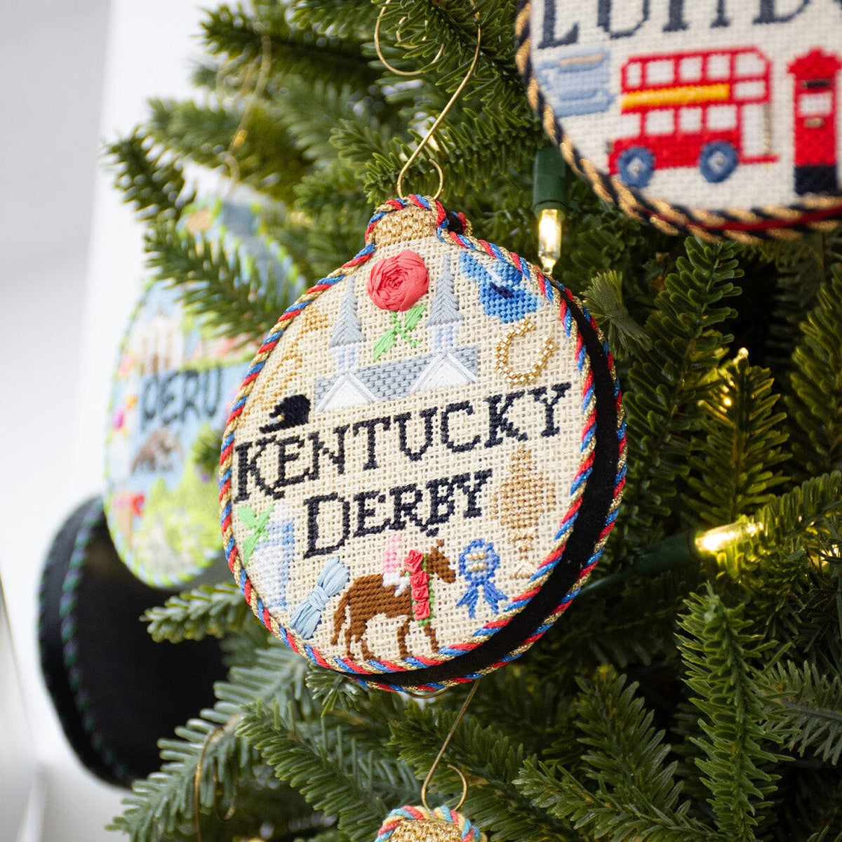 Sporting Round Kentucky Derby with Stitch Guide Painted Canvas Kirk & Bradley - 4