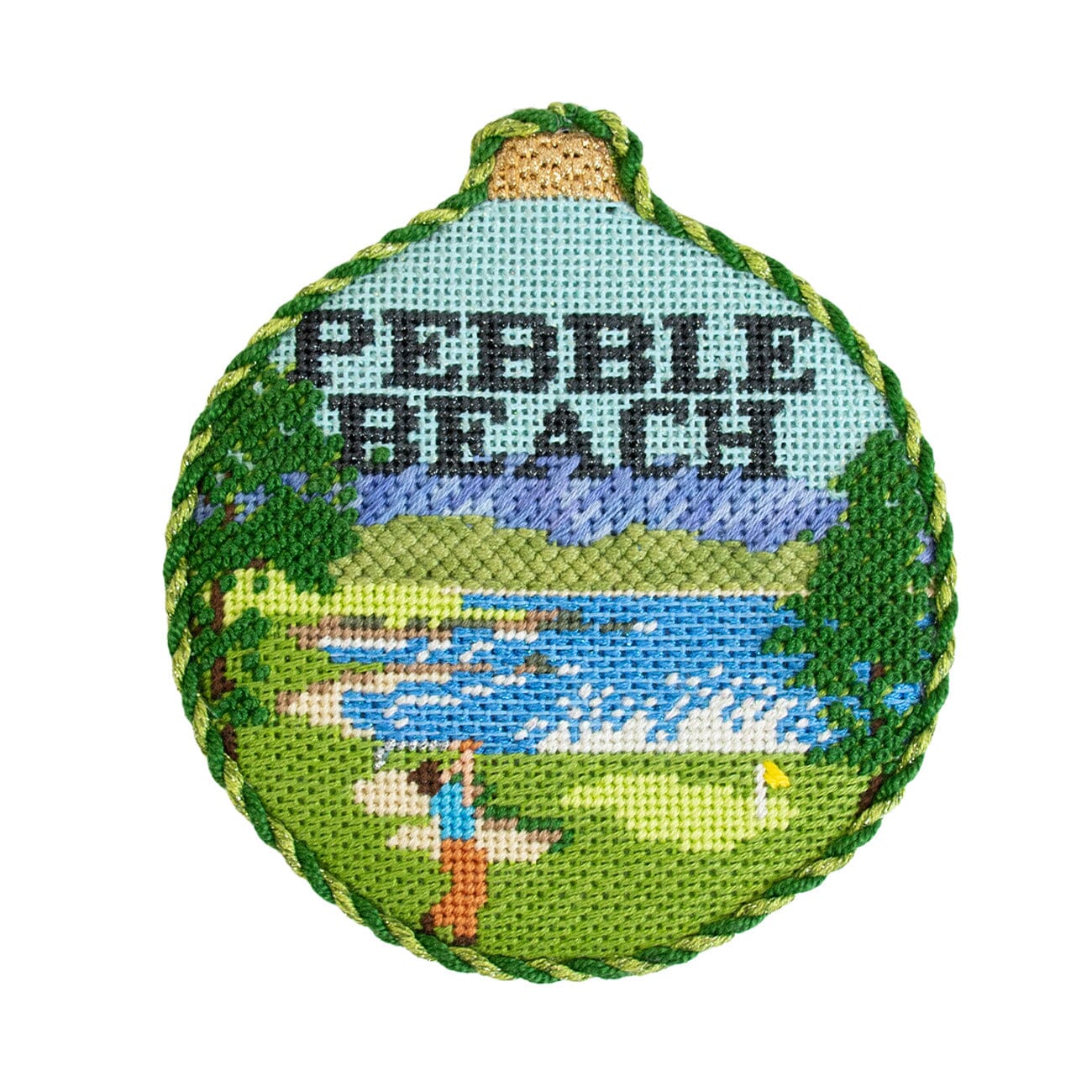 Sporting Round Pebble Beach with Stitch Guide Painted Canvas Kirk & Bradley - 2