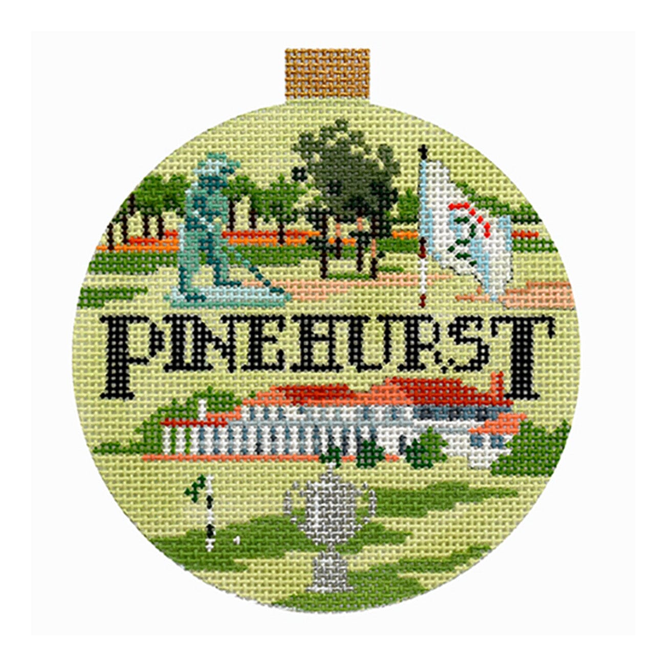 Sporting Round Pinehurst with Stitch Guide Painted Canvas Kirk & Bradley - 1