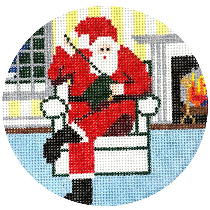 Sporty Santa - Needlepointing Painted Canvas Ann Kaye Studio