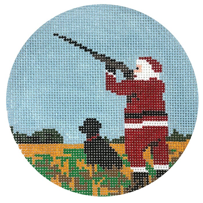 Sporty Santa - Shooting Painted Canvas Ann Kaye Studio