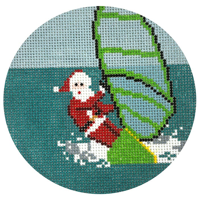 Sporty Santa - Windsurfing Painted Canvas Ann Kaye Studio