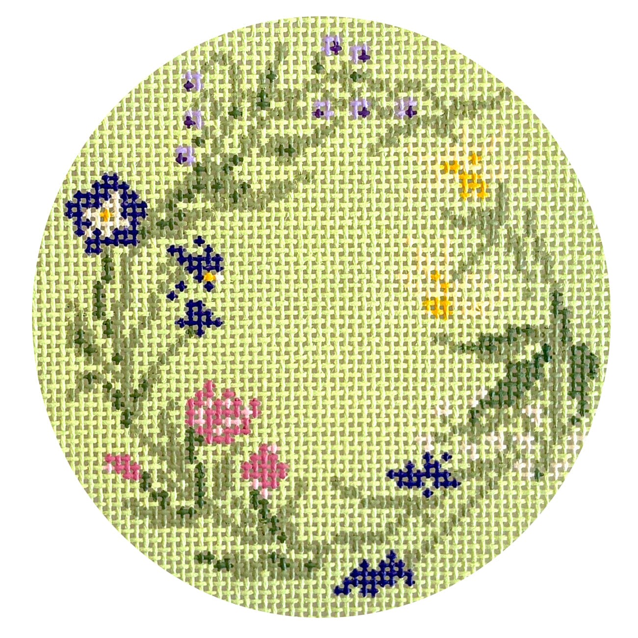 Spring Round Wreath Painted Canvas Goodpoint Needlepoint - 1
