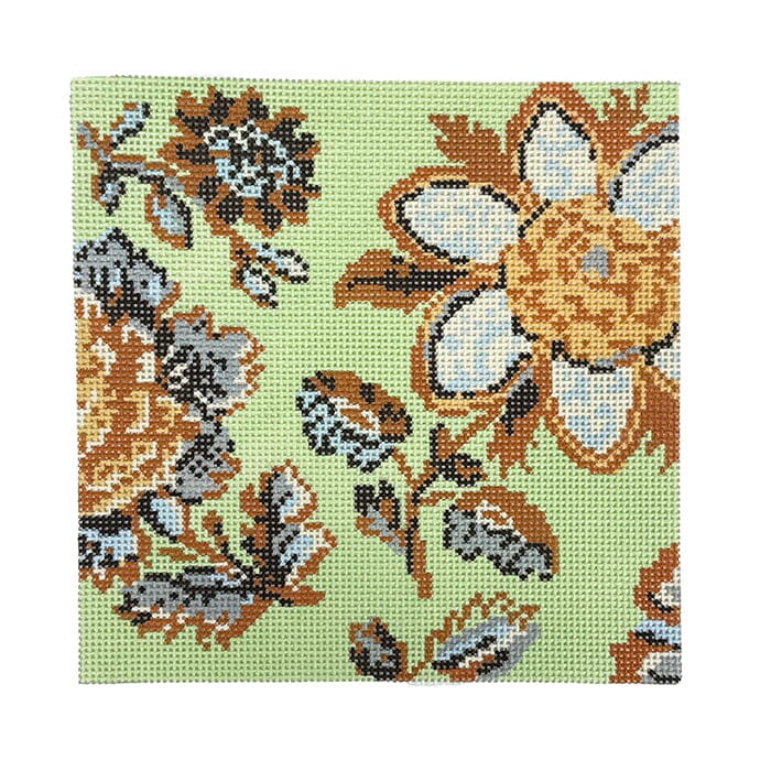 Spring Tobacco Leaf 5x5 on 13 Painted Canvas Rachel Barri Designs - 1