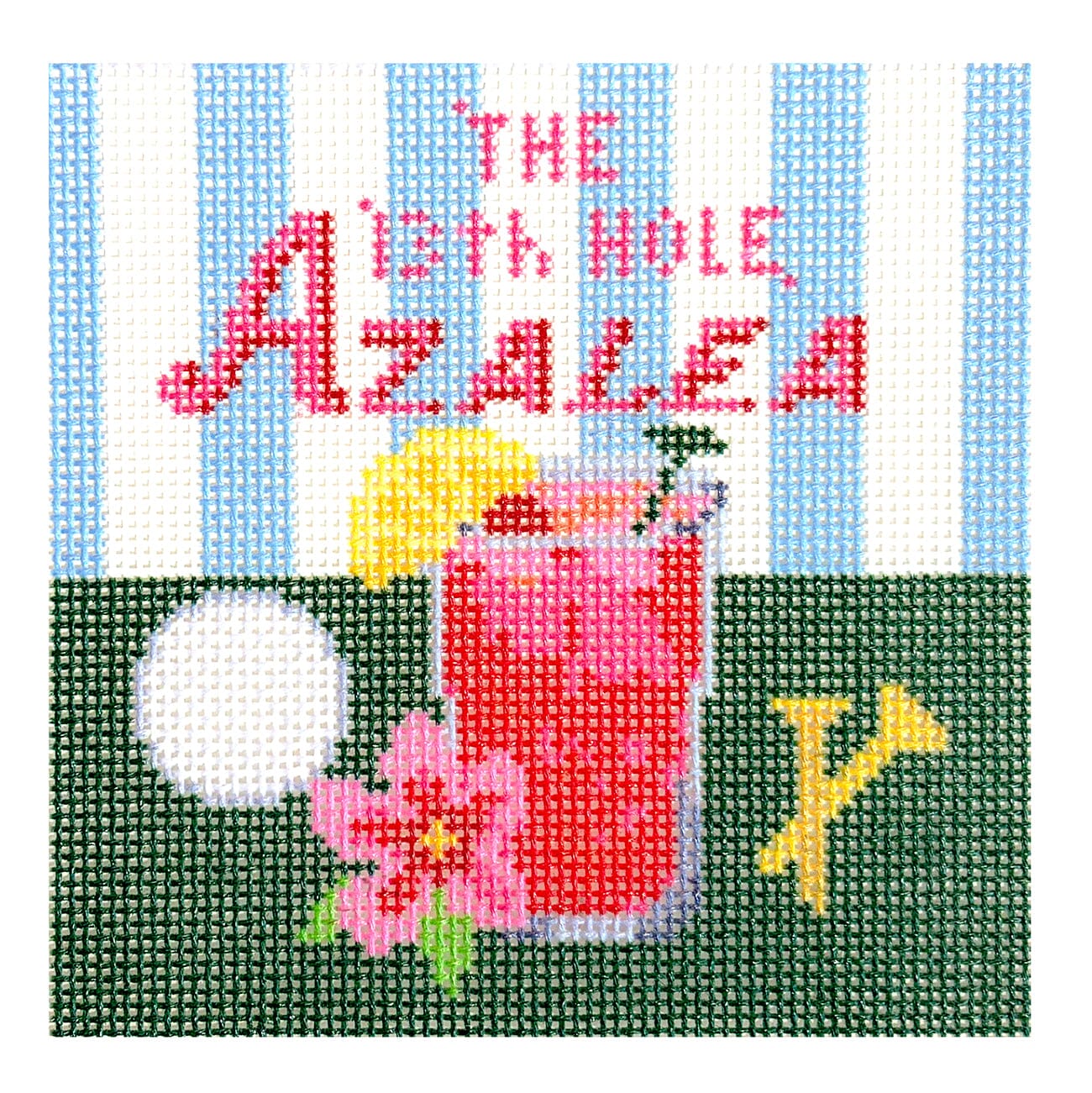 Square Happier Hour Coaster - Azalea | Needlepoint.Com