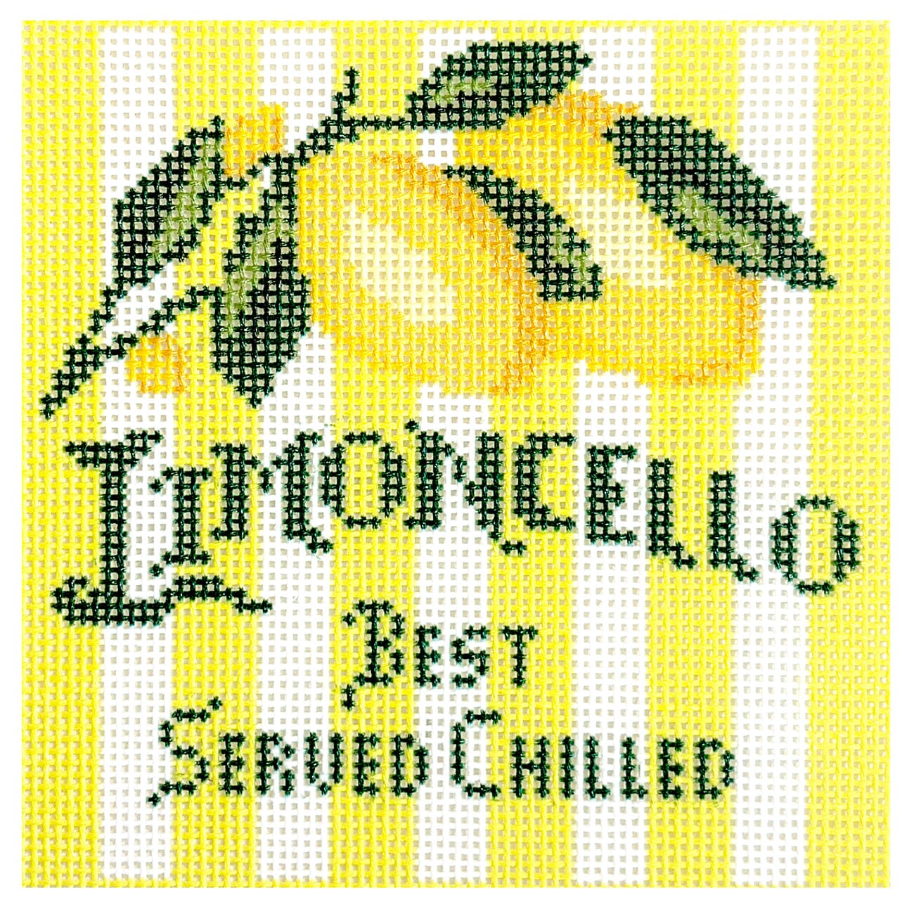 Square Happier Hour Coaster Limoncello Painted Canvas The Gingham Stitchery - 1
