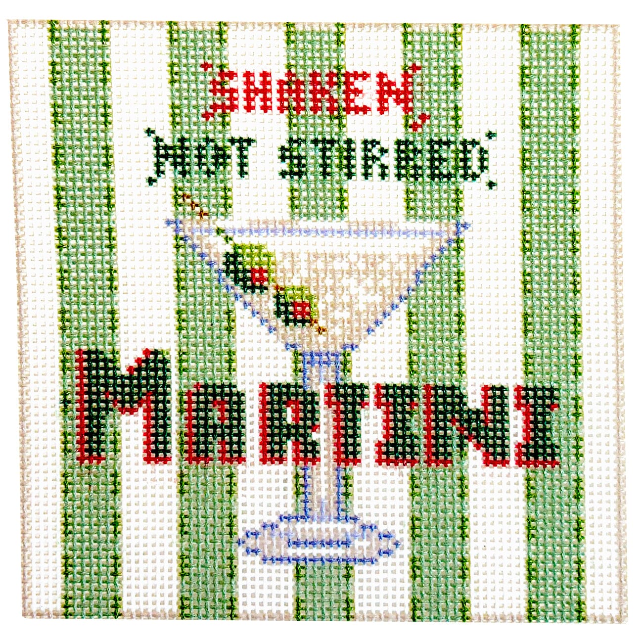 Square Happier Hour Coaster Martini Painted Canvas The Gingham Stitchery - 1