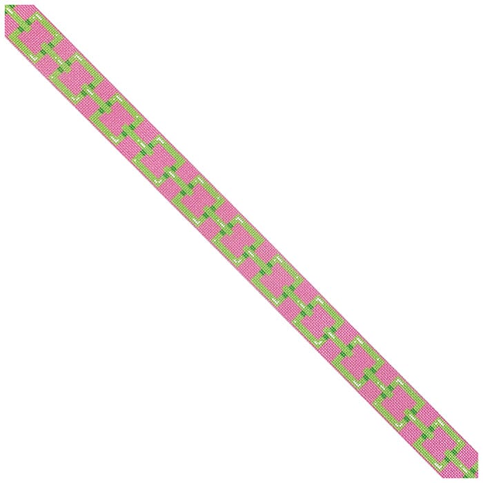 Square Link Belt/Lime Printed Canvas Two Sisters Needlepoint - 1