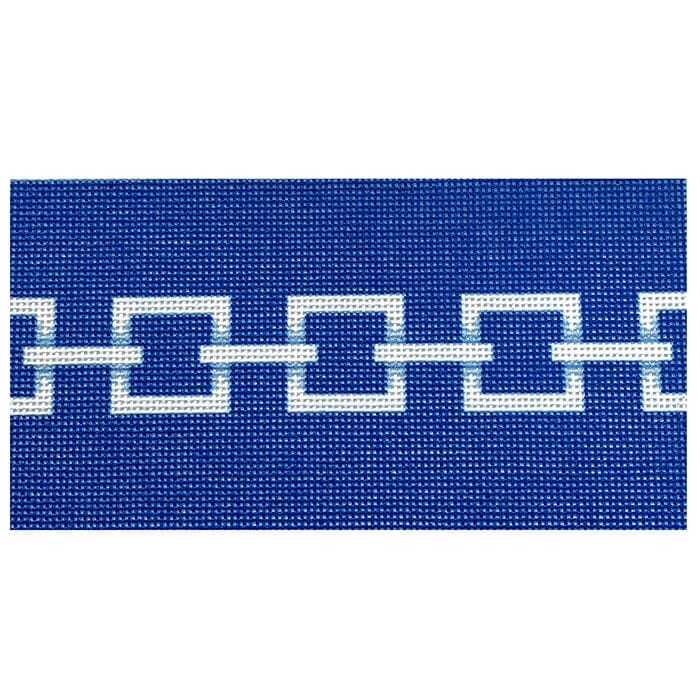 Square Link Insert Blue/White Printed Canvas Two Sisters Needlepoint