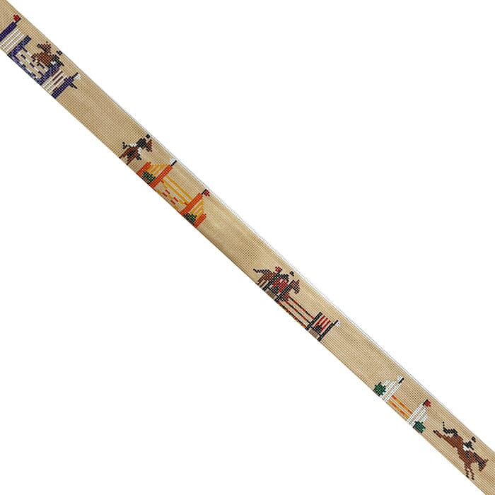 Stadium Jumping Belt Painted Canvas Elm Tree Needlepoint - 1