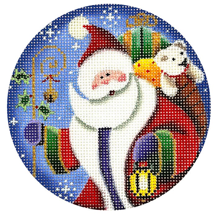 Staff Santa Painted Canvas Rebecca Wood Designs - 1