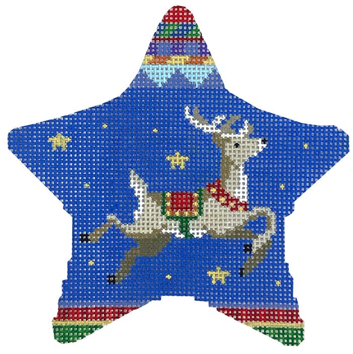 Star, Flying Reindeer Painted Canvas Susan Roberts Needlepoint Designs Inc. - 1