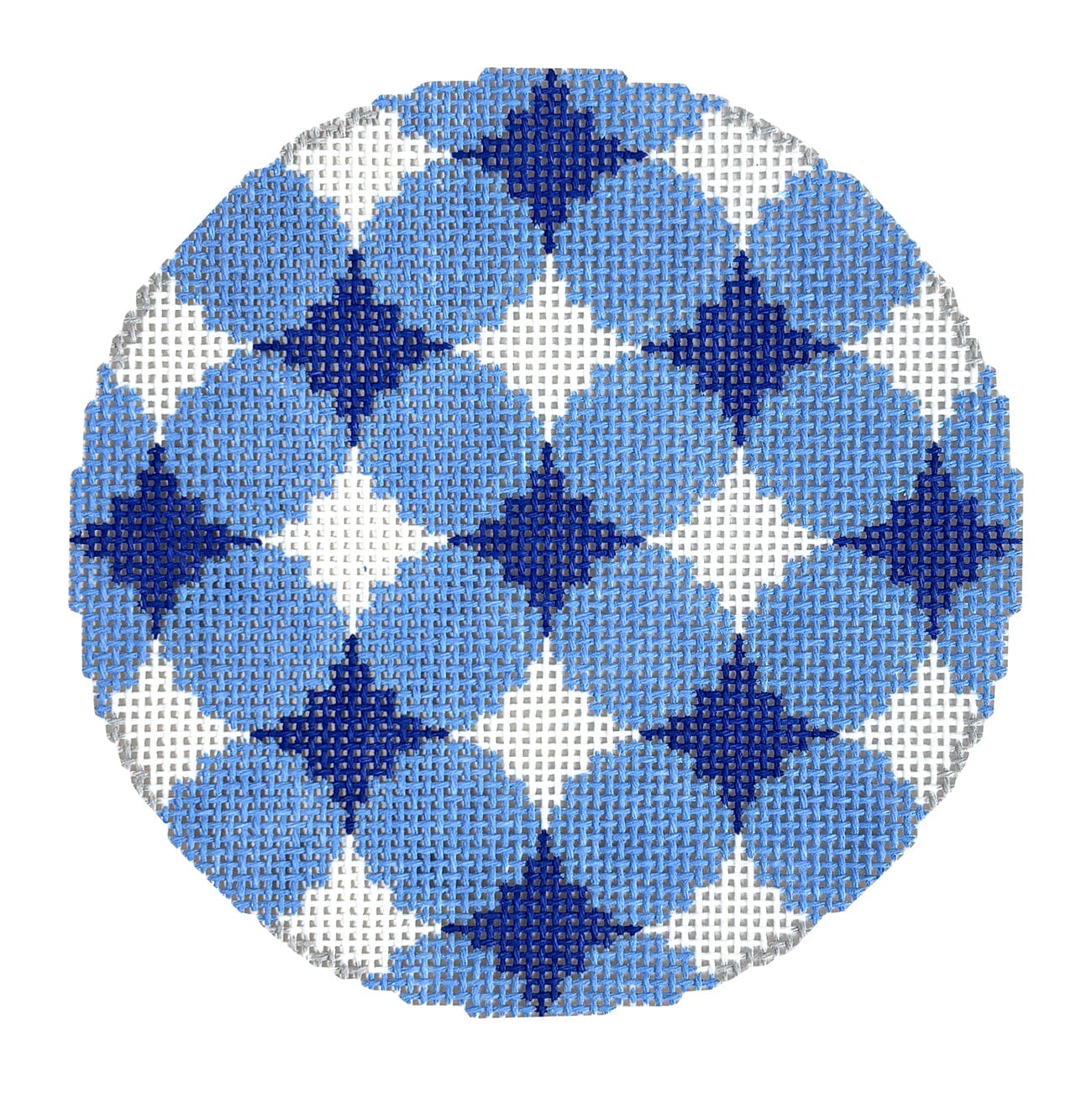Starburst Ornament Blue Painted Canvas Initial K Studio - 1