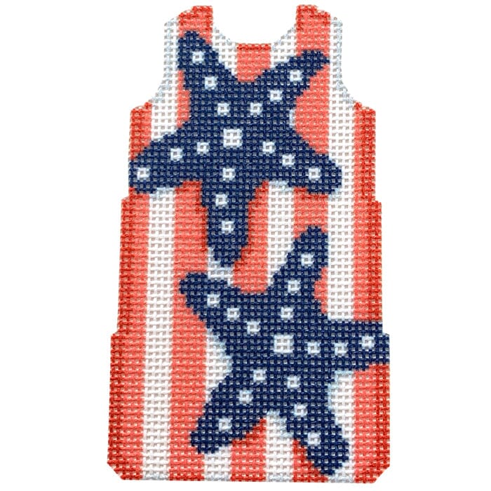 Starfish Stencil Shift/Coral Printed Canvas Two Sisters Needlepoint