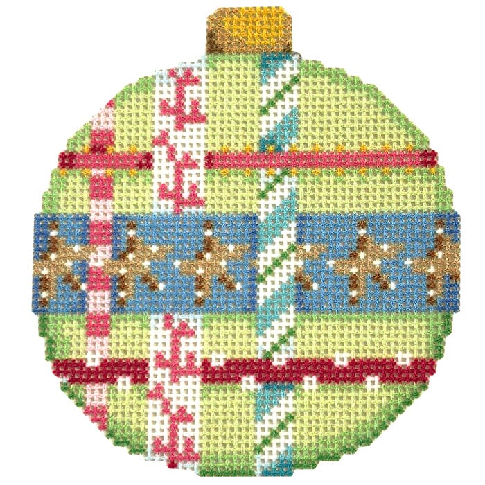 Starfish/Ribbon Ball Ornament Printed Canvas Two Sisters Needlepoint