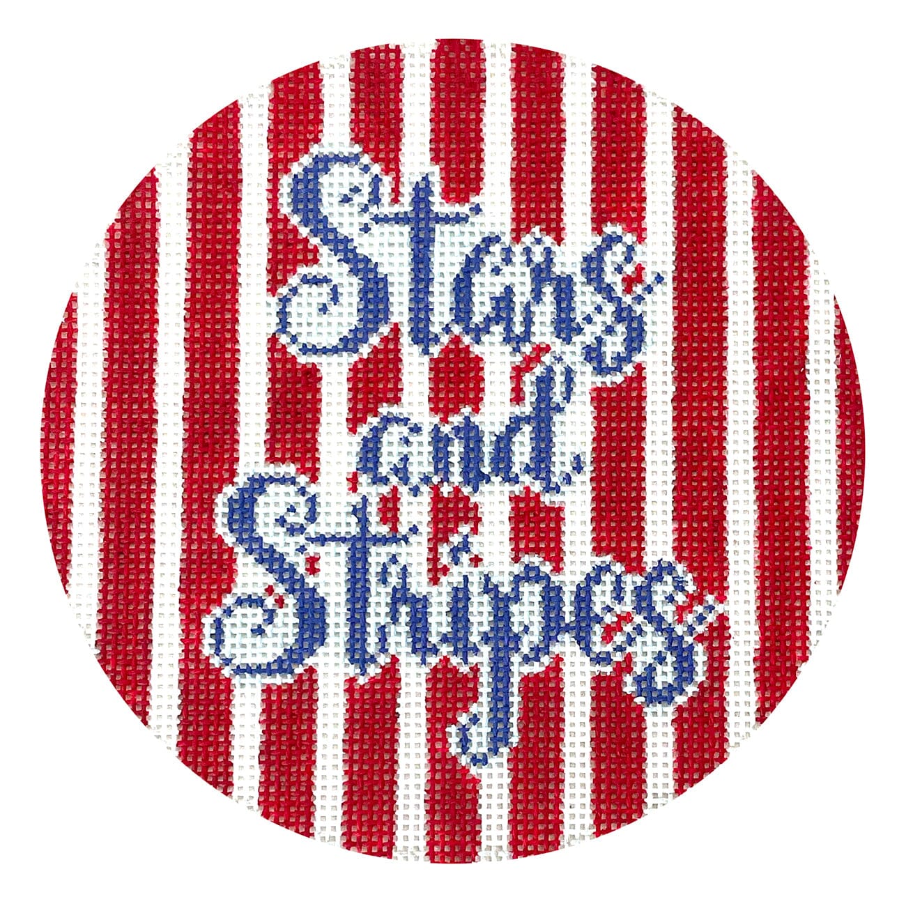 Stars and Stripes Striped Round Painted Canvas A Poore Girl Paints - 1
