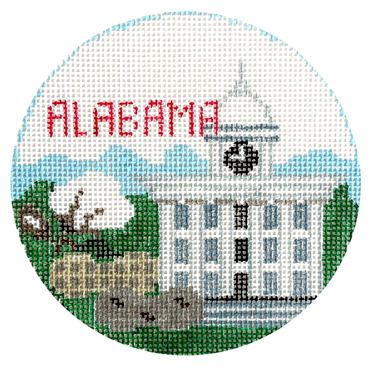 State of Alabama Round State Capitol Painted Canvas Kathy Schenkel Designs - 1