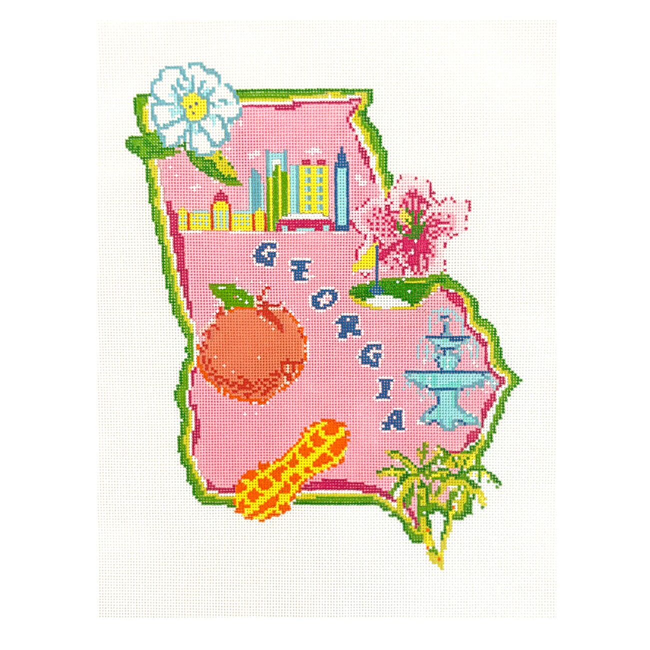 State of Georgia on 18 Painted Canvas Blue Waters Needlepoint - 1