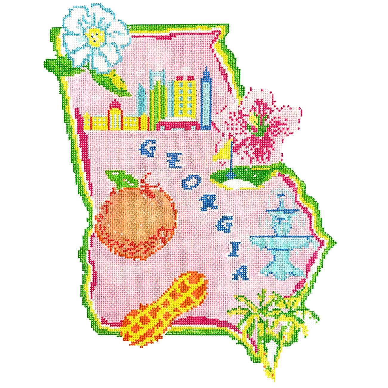 State of Georgia Painted Canvas Blue Waters Needlepoint - 1