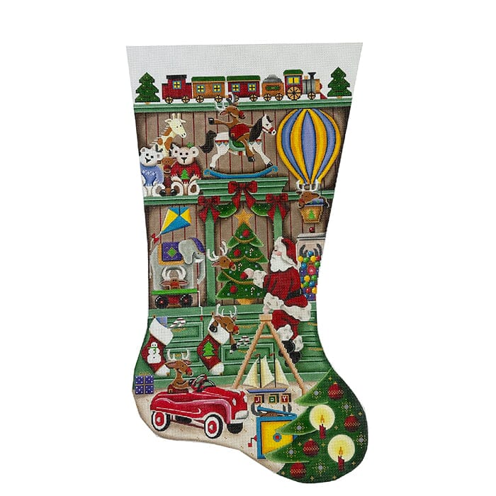 Stocking: In the Toy Shop TTR on 18 Painted Canvas Rebecca Wood Designs