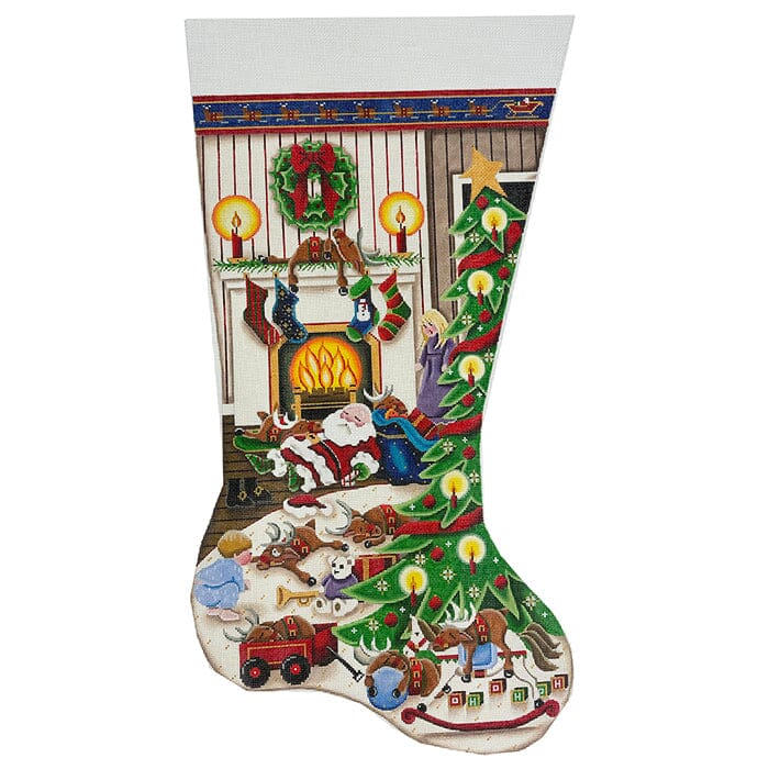 Stocking: Very Last Stop TTR Painted Canvas Rebecca Wood Designs - 1