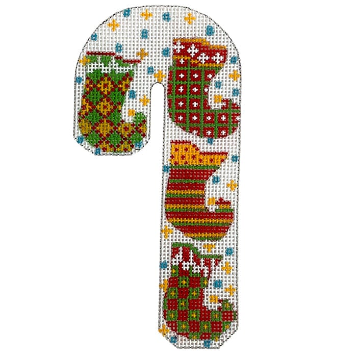 Stockings Candy Cane Painted Canvas Danji Designs - 1