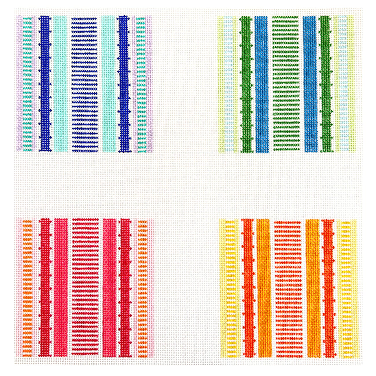Stripe Coasters, Set of 4 Painted Canvas Blueberry Point Canvas - 1