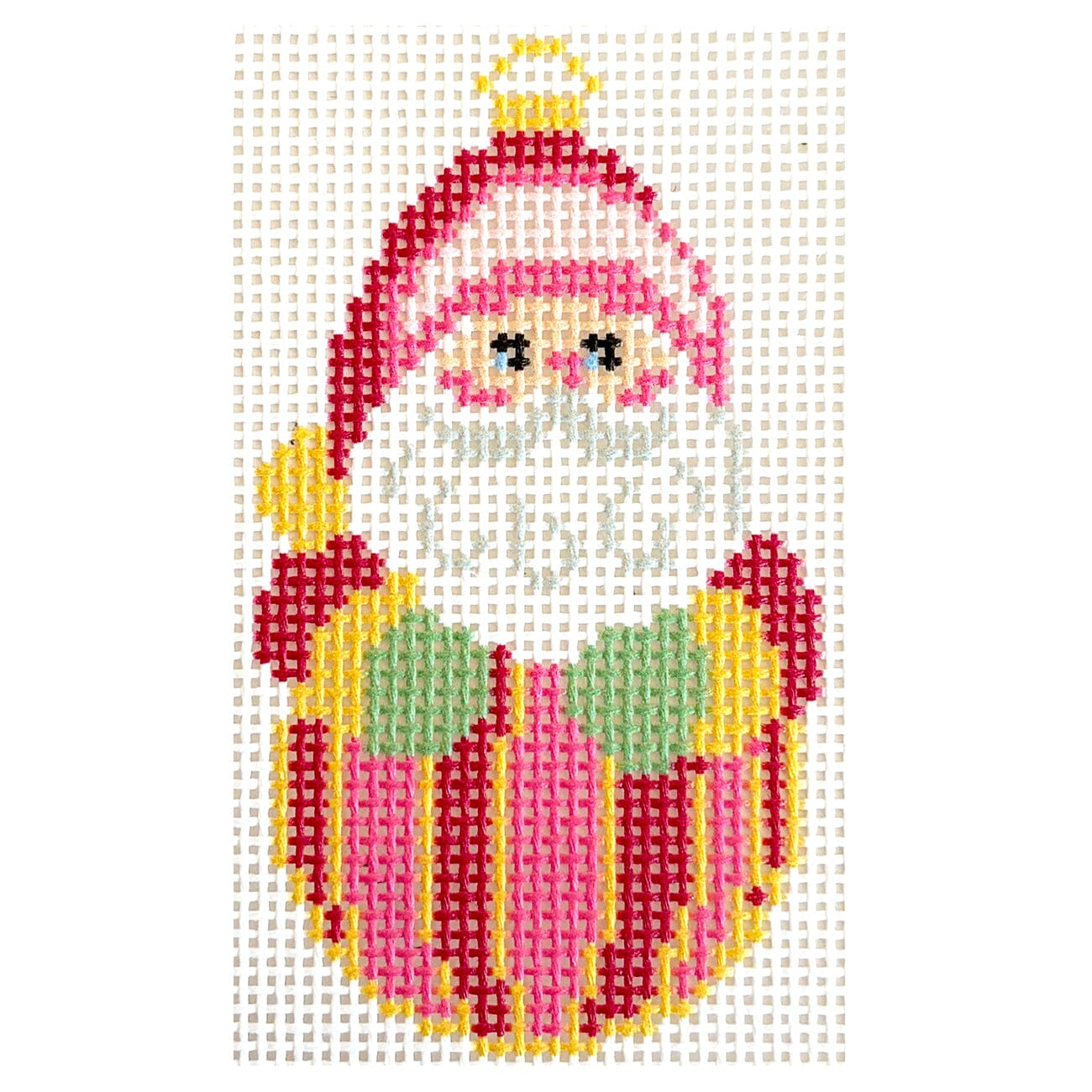 Striped Santa Ornament Printed Canvas KCN Designers - 1