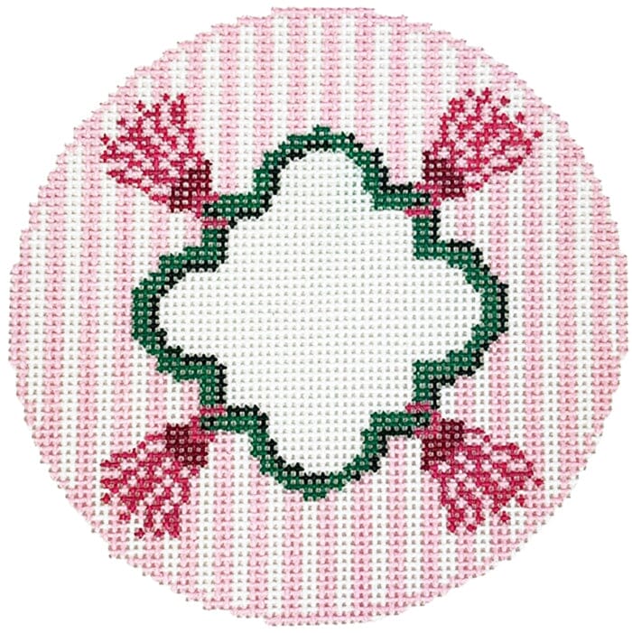 Striped Tassels Round Pink Painted Canvas Rachel Barri Designs - 1