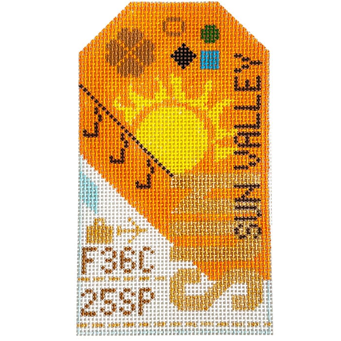 Sun Valley SUN Retro Travel Tag Painted Canvas Hedgehog Needlepoint - 1