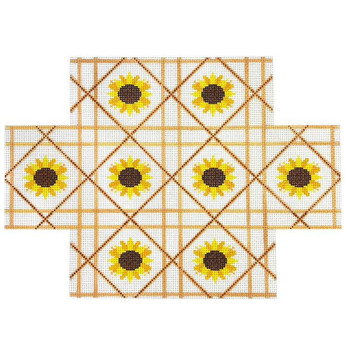 Sunflower Cane Brick Painted Canvas Fire and Iris