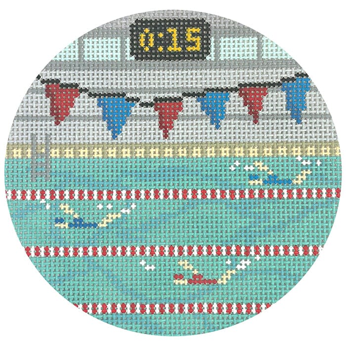 Swim Team Round Painted Canvas Atlantic Blue Canvas - 1