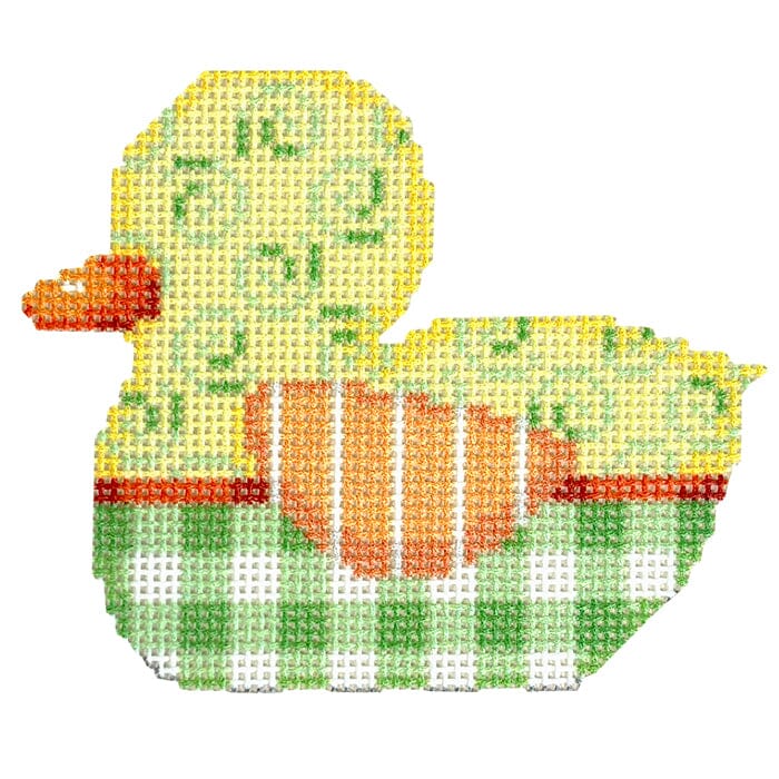 Swirls/Gingham Duckie Printed Canvas Two Sisters Needlepoint