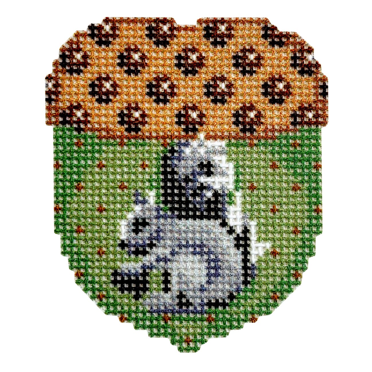 Tan Dot Cap/Squirrel Mini Acorn Printed Canvas Two Sisters Needlepoint - 1