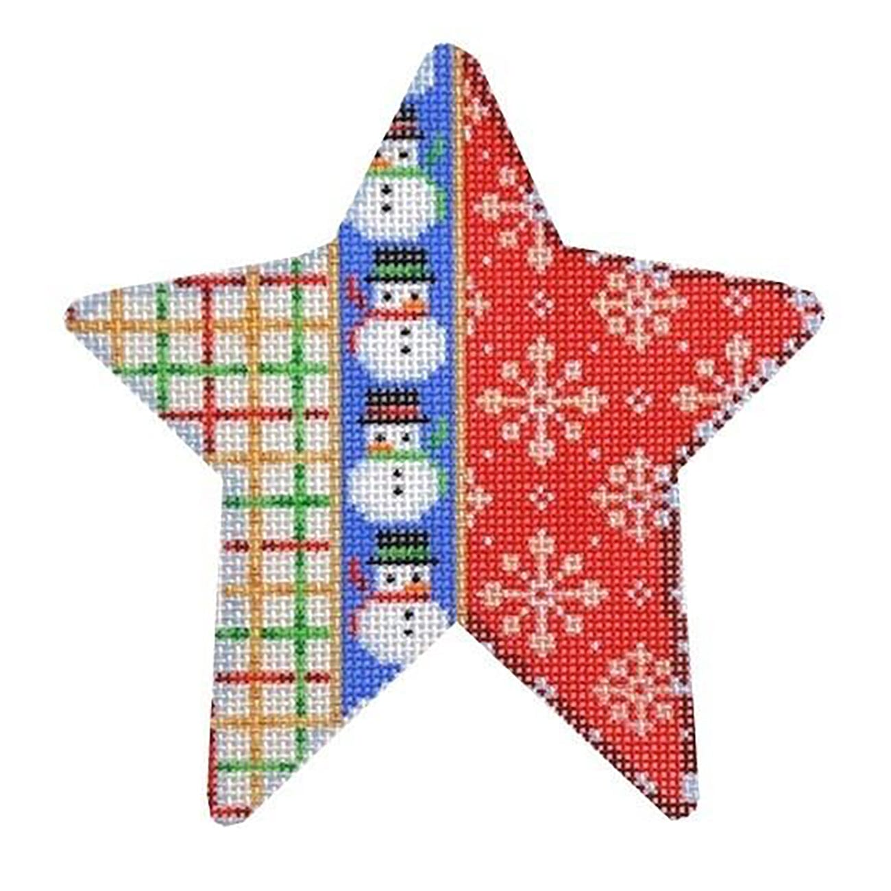 Tattersall/Snowmen Star Printed Canvas Two Sisters Needlepoint - 1