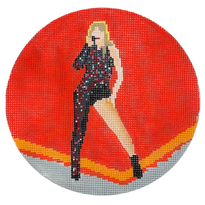 Taylor in Black 6" Round Painted Canvas Froopy Designs - 1