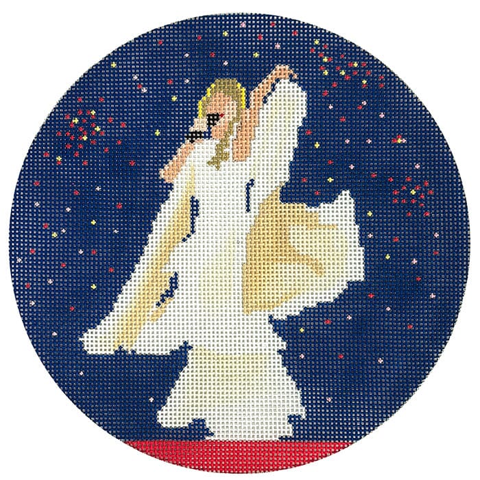 Taylor White Gown 6" Round Painted Canvas Froopy Designs - 1