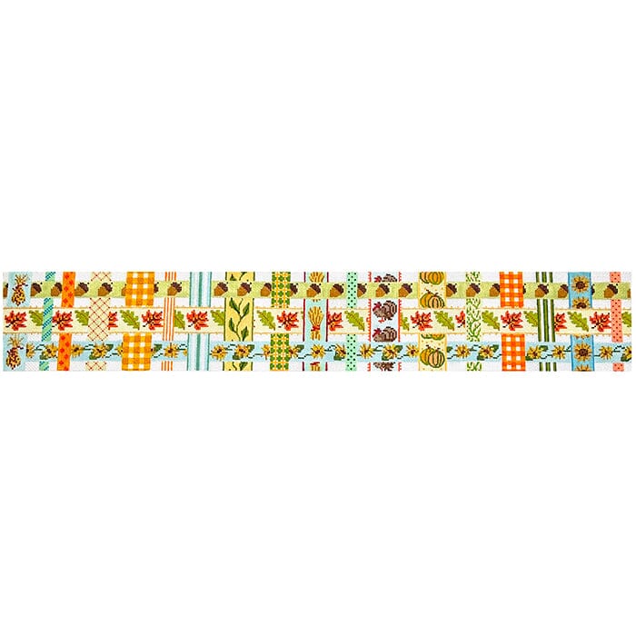 Thanksgiving Basket – Woven Ribbons w/Fall Theme Painted Canvas Kate Dickerson Needlepoint Collections - 1