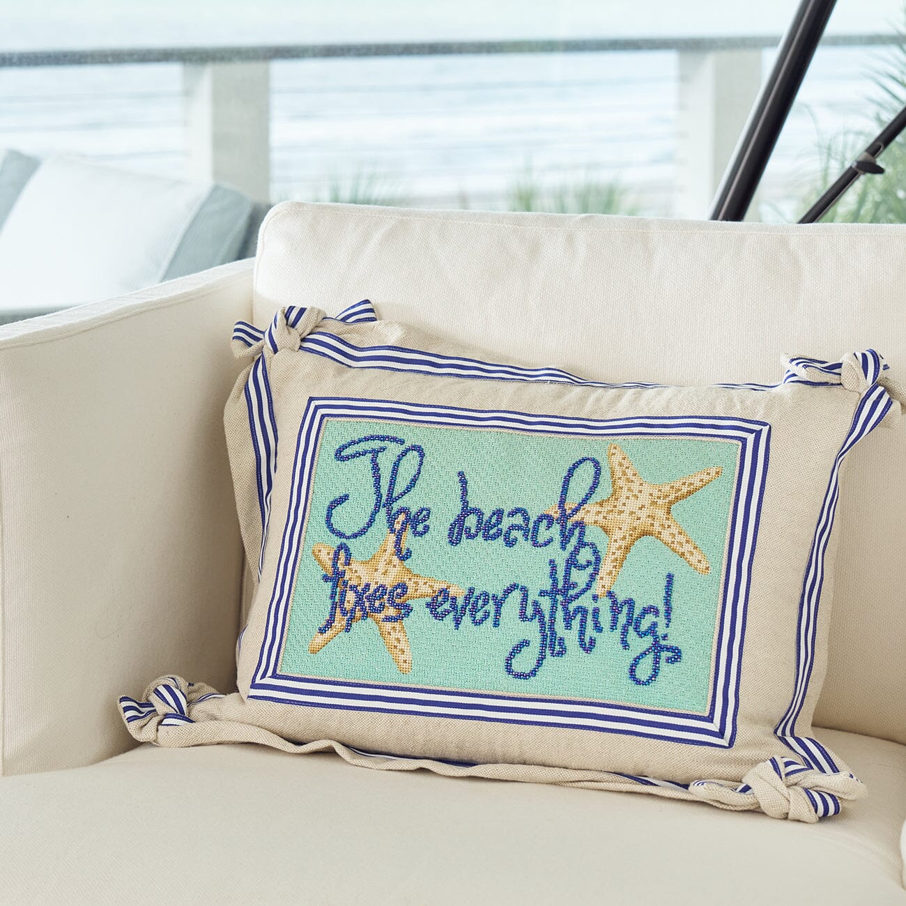 The Beach Fixes Everything Printed Canvas Two Sisters Needlepoint - 1