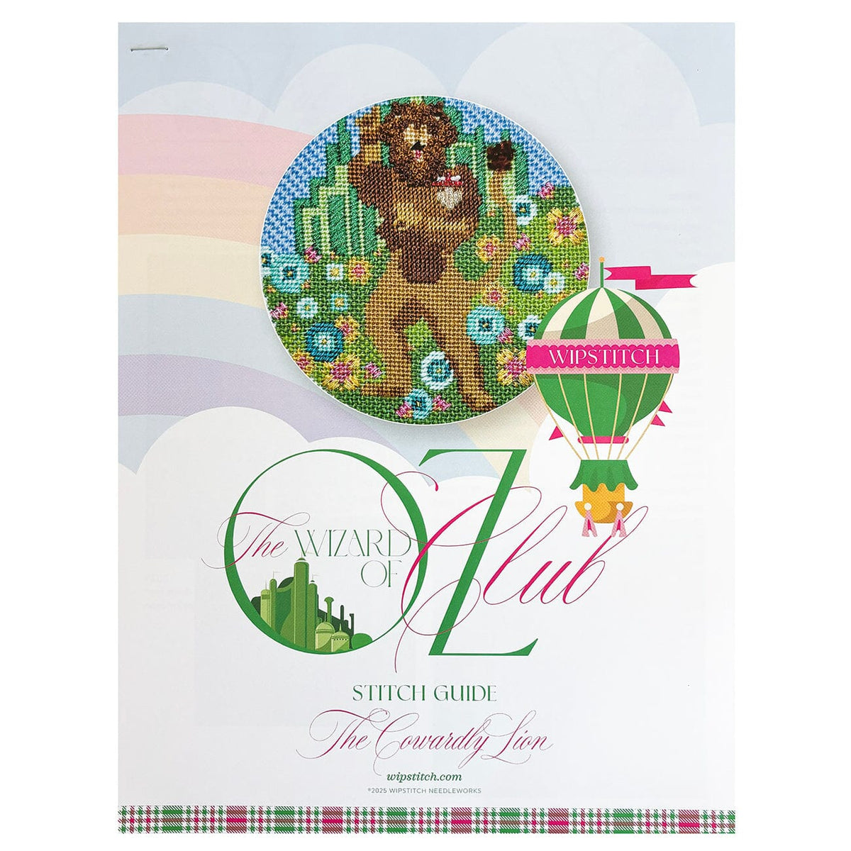 The Cowardly Lion Oz Round w/Stitch Guide Painted Canvas Wipstitch Needleworks - 2