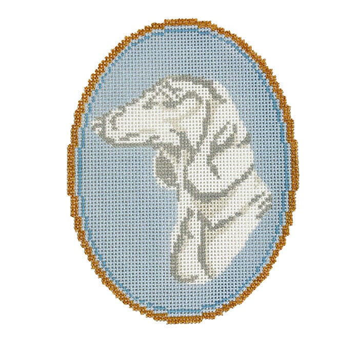 The Dachshund Cameo Painted Canvas Atlantic Blue Canvas