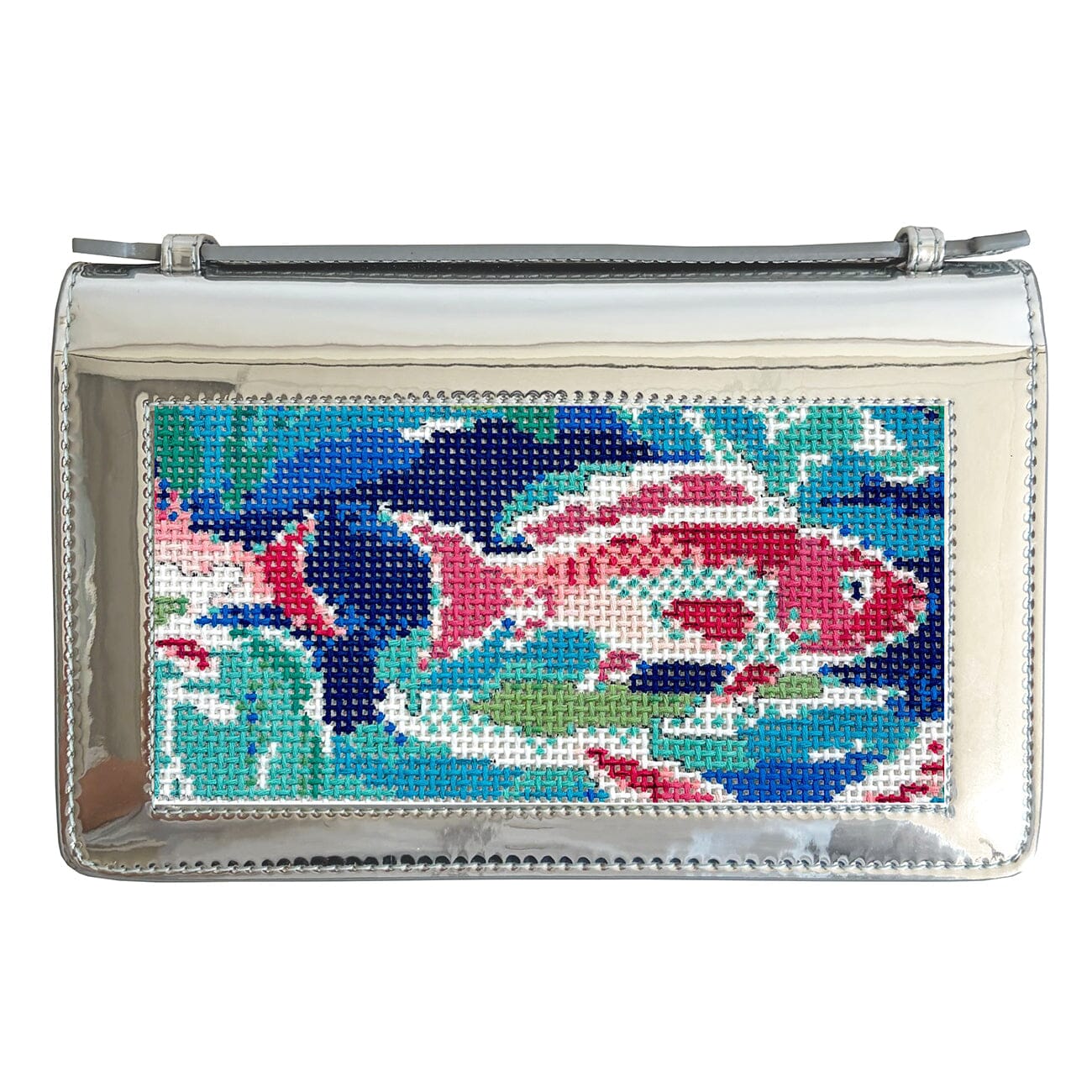 The Everyday Clutch - Chrome w/ Silver Chain – Needlepoint.Com