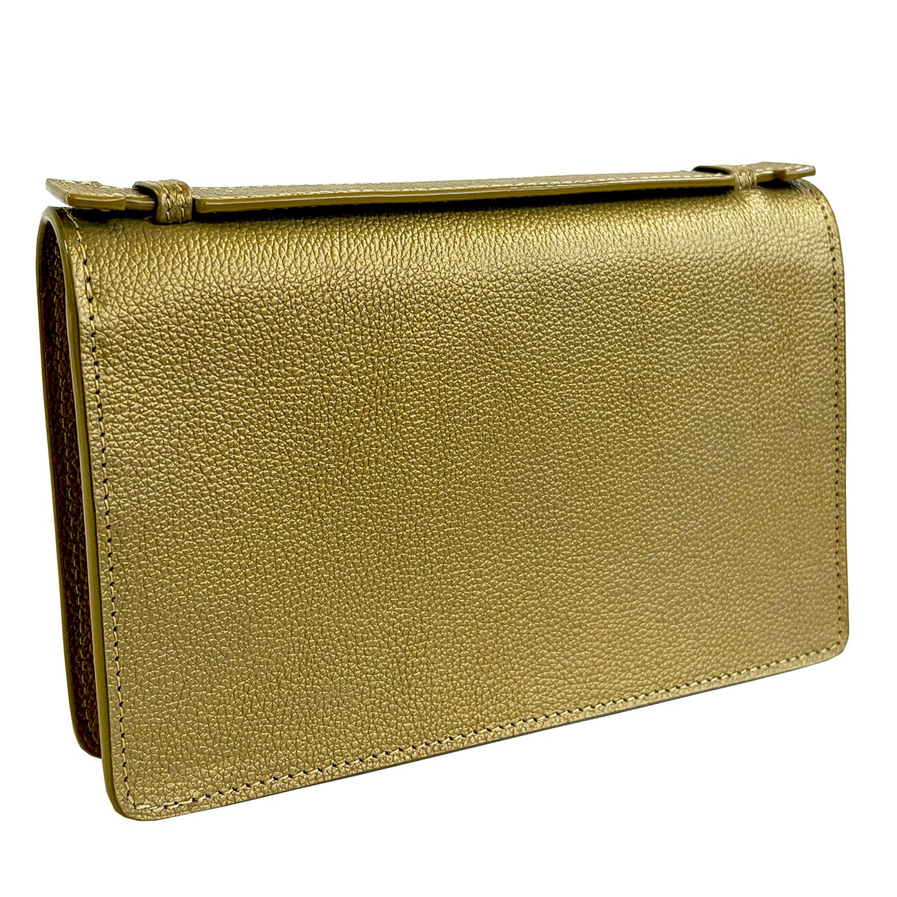 The Everyday Clutch Golden Olive with Gold Chain Leather Goods Rachel Barri Designs - 2
