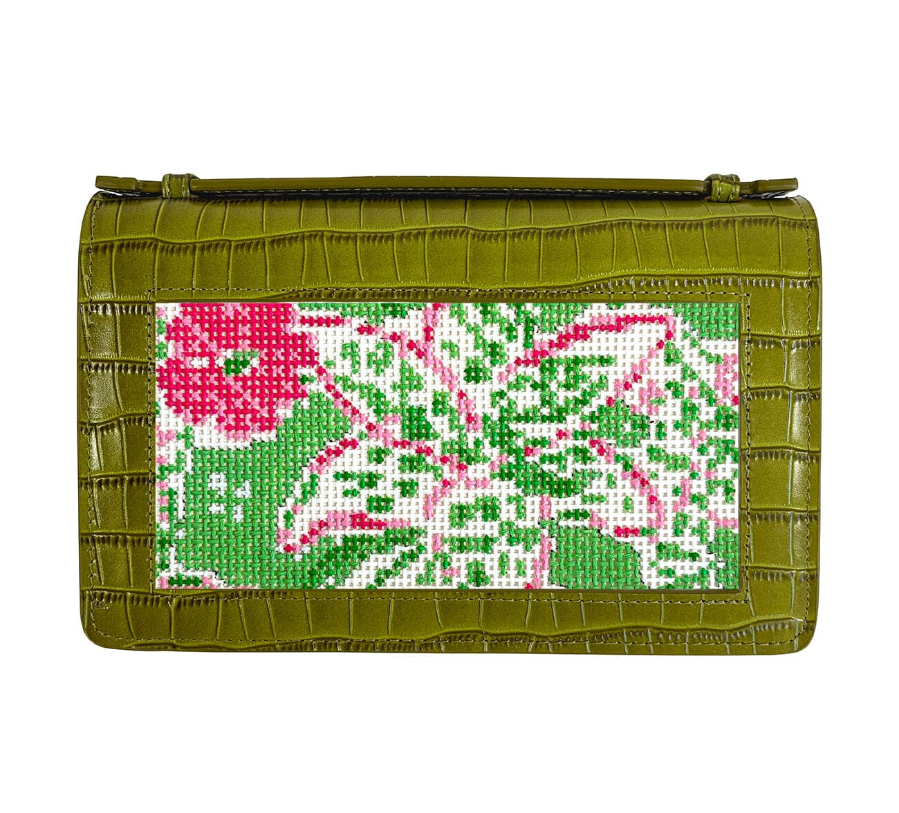 The Everyday Clutch Green Croc w/ Silver Chain Leather Goods Rachel Barri Designs - 1
