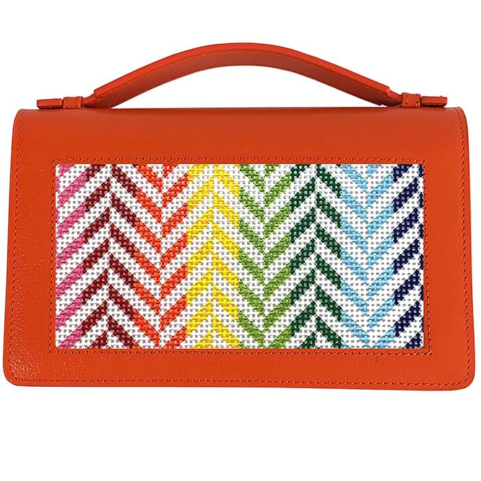 The Everyday Clutch Tangerine with Silver Chain Leather Goods Rachel Barri Designs - 1