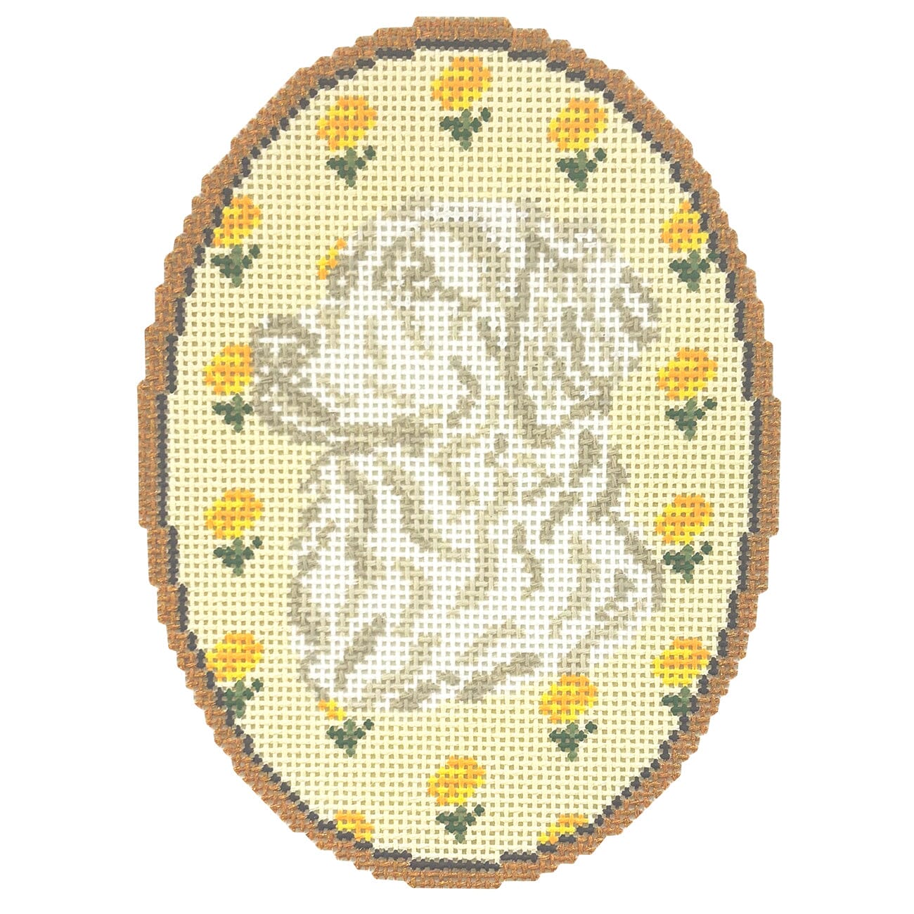 The Golden Retriever Flower Cameo Painted Canvas Atlantic Blue Canvas - 1
