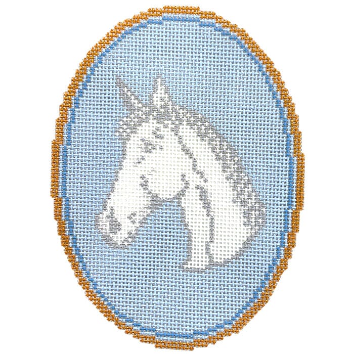 The Horse Cameo Painted Canvas Atlantic Blue Canvas