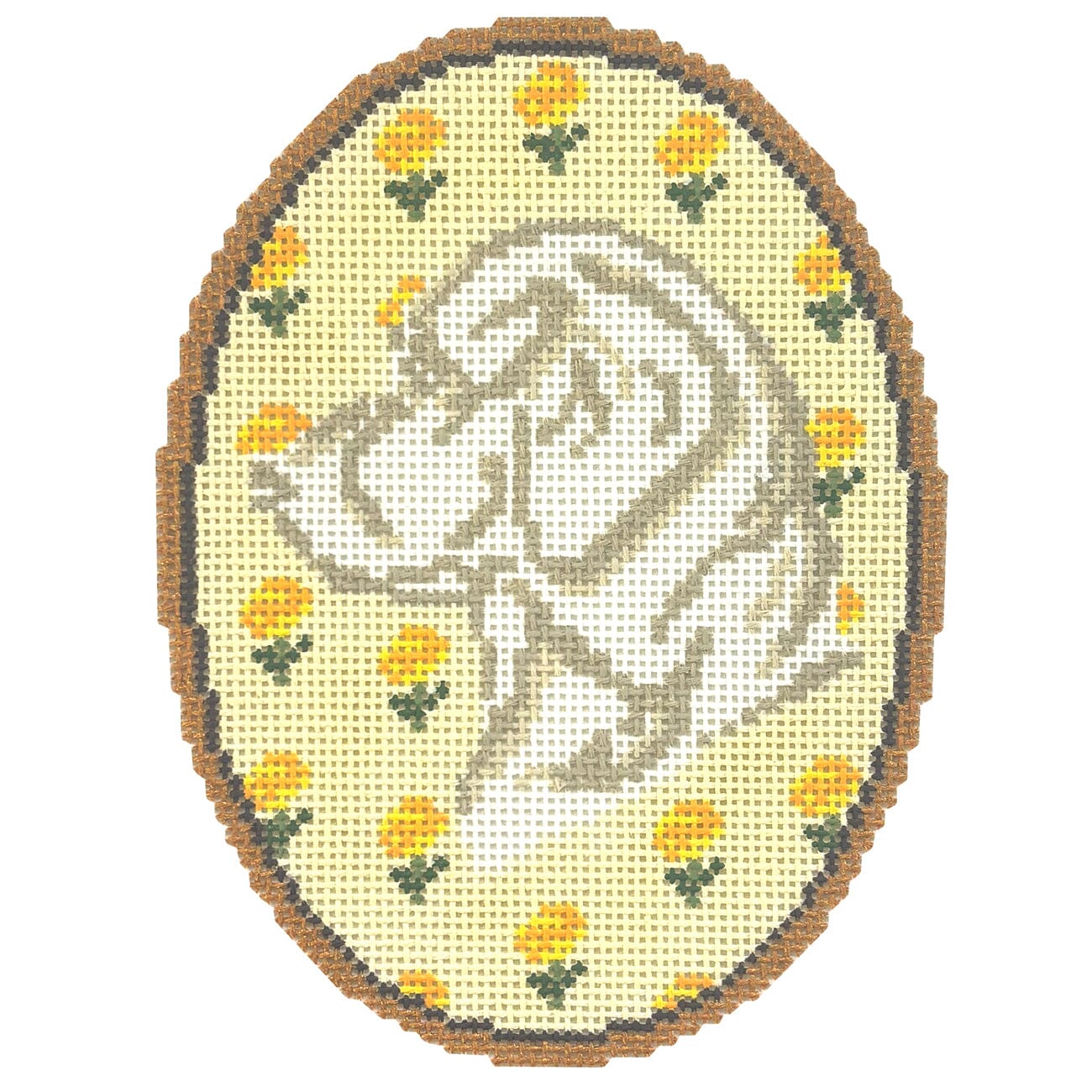 The Labrador Retriever Flower Cameo Painted Canvas Atlantic Blue Canvas - 1