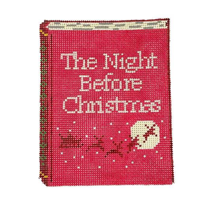 The Night Before Christmas Book Red Painted Canvas The Gingham Stitchery - 1