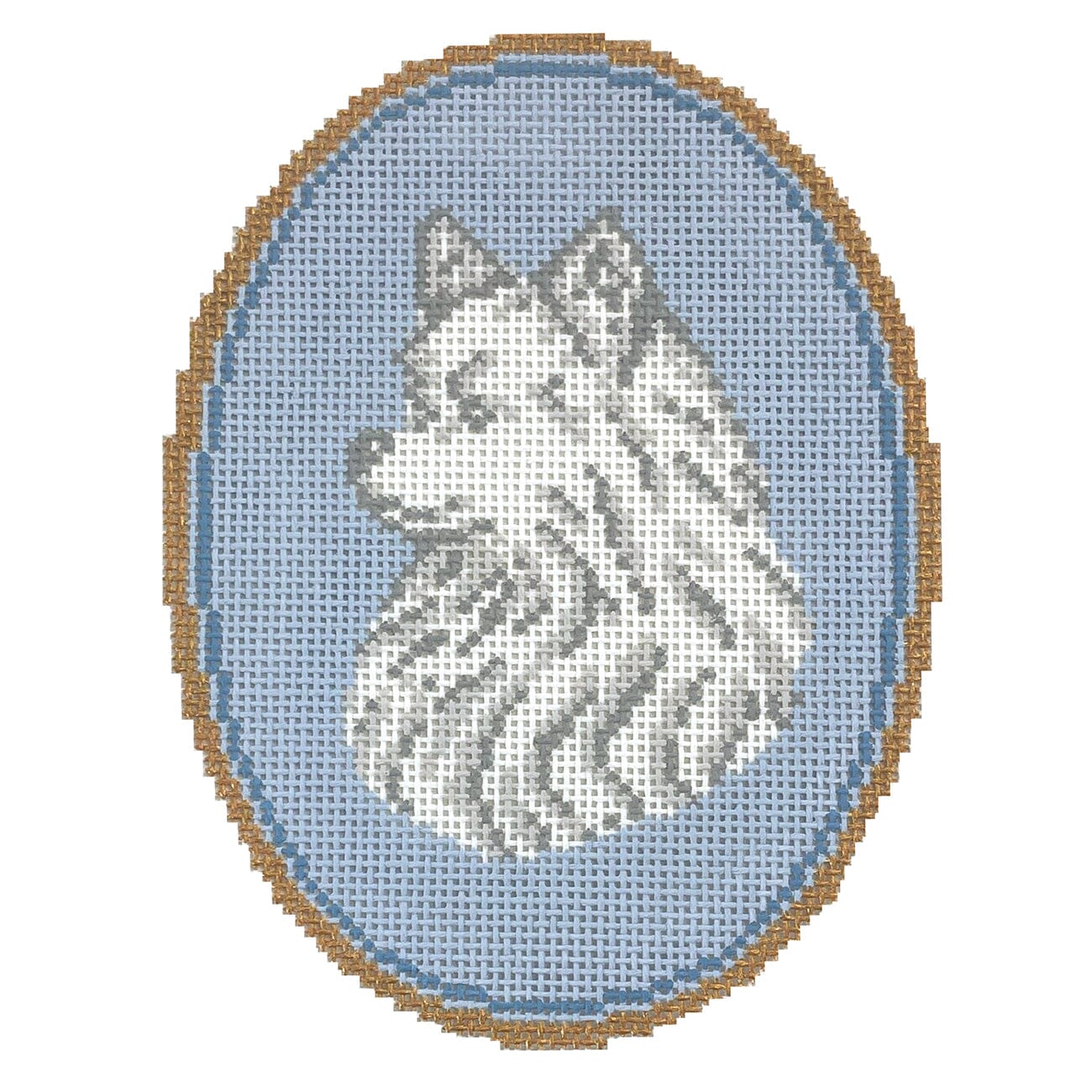 The Pomeranian Cameo Painted Canvas Atlantic Blue Canvas - 1